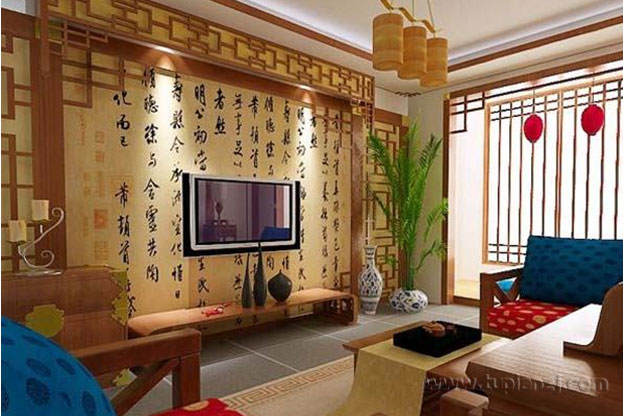 复式中式电视墙装修效果图